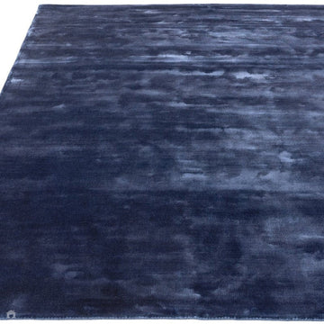 Katherine Carnaby Chrome Luxury Modern Plain Distressed Tonal Metallic Shimmer Hand-Woven High-Density Heavyweight Soft Textured Silky Viscose Ink Blue Rug-Asiatic Carpets-Rug Love - The Most Loved Rug Store